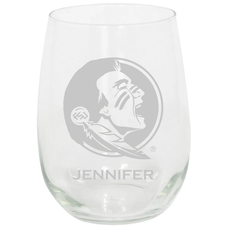 Florida State Seminoles 15oz. Personalized Stemless Etched Glass Tumbler
