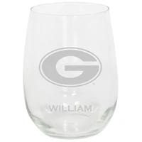 Georgia Bulldogs 15oz. Personalized Stemless Etched Glass Tumbler