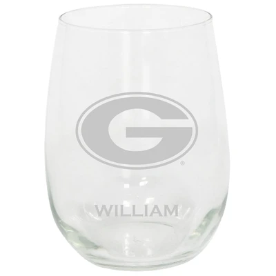 Georgia Bulldogs 15oz. Personalized Stemless Etched Glass Tumbler