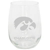 Iowa Hawkeyes 15oz. Personalized Stemless Etched Glass Tumbler