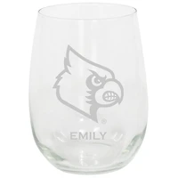 Louisville Cardinals 15oz. Personalized Stemless Etched Glass Tumbler