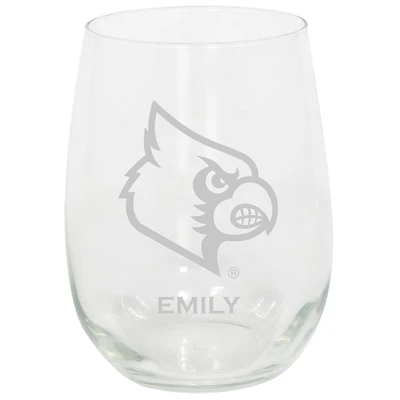 Louisville Cardinals 15oz. Personalized Stemless Etched Glass Tumbler