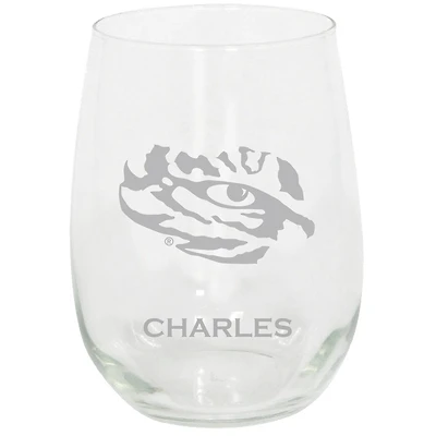 LSU Tigers 15oz. Personalized Stemless Etched Glass Tumbler