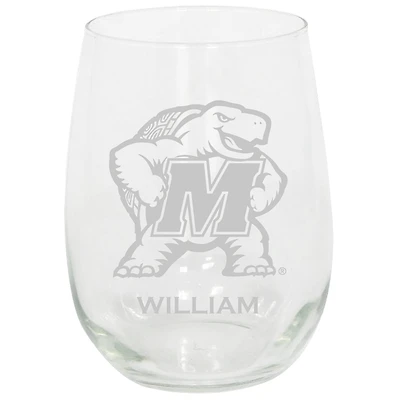 Maryland Terrapins 15oz. Personalized Stemless Etched Glass Tumbler