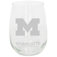Michigan Wolverines 15oz. Personalized Stemless Etched Glass Tumbler