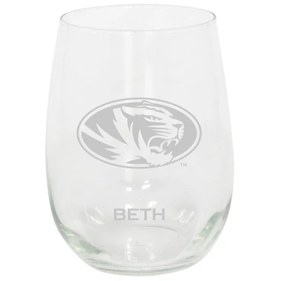 Missouri Tigers 15oz. Personalized Stemless Etched Glass Tumbler