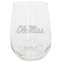 Ole Miss Rebels 15oz. Personalized Stemless Etched Glass Tumbler