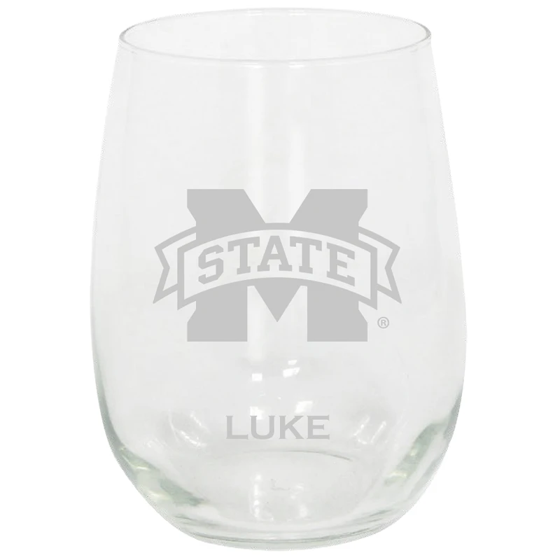 Mississippi State Bulldogs 15oz. Personalized Stemless Etched Glass Tumbler
