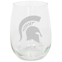 Michigan State Spartans 15oz. Personalized Stemless Etched Glass Tumbler