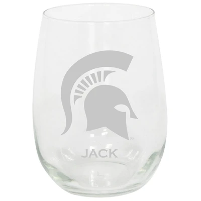Michigan State Spartans 15oz. Personalized Stemless Etched Glass Tumbler