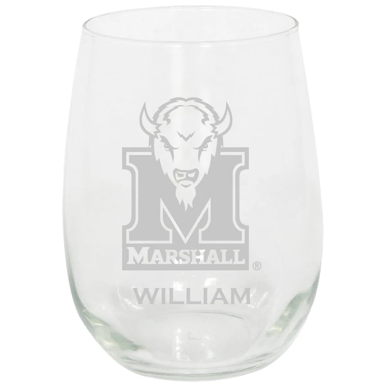 Marshall Thundering Herd 15oz. Personalized Stemless Etched Glass Tumbler