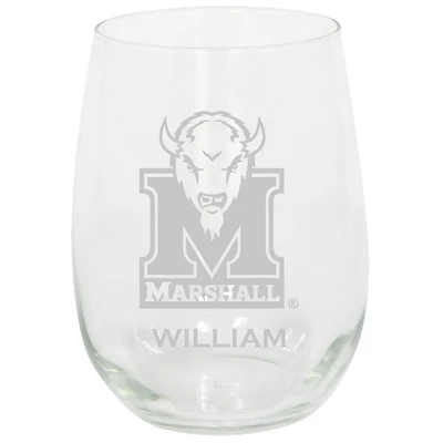 Marshall Thundering Herd 15oz. Personalized Stemless Etched Glass Tumbler