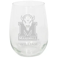 Marshall Thundering Herd 15oz. Personalized Stemless Etched Glass Tumbler