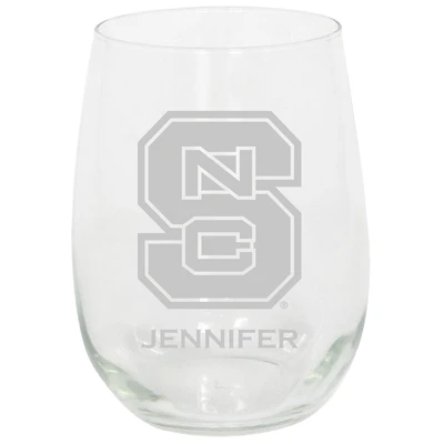 NC State Wolfpack 15oz. Personalized Stemless Etched Glass Tumbler