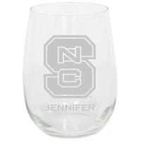 NC State Wolfpack 15oz. Personalized Stemless Etched Glass Tumbler