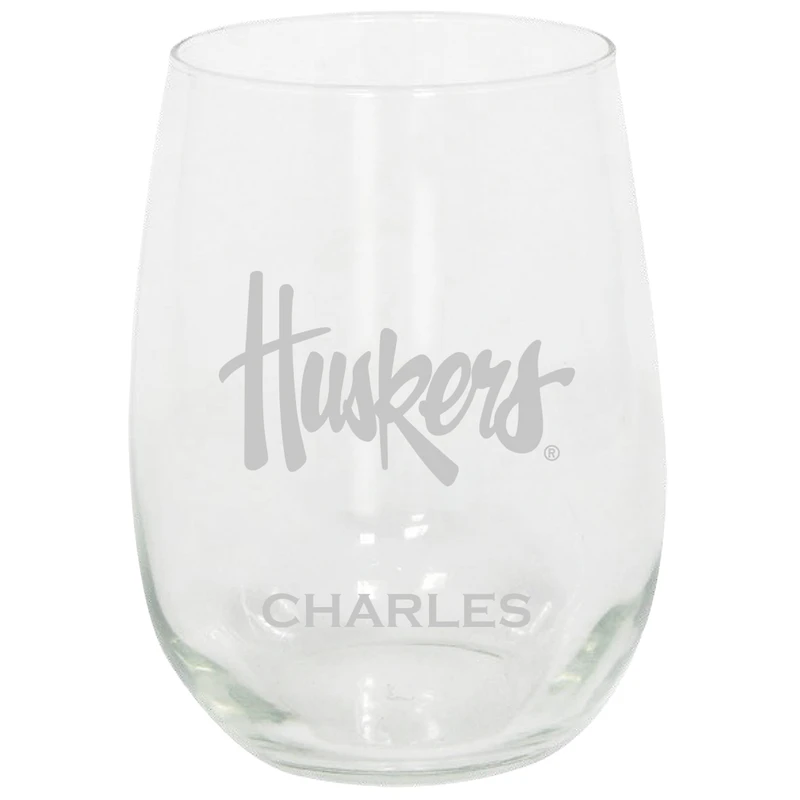 Nebraska Huskers 15oz. Personalized Stemless Etched Glass Tumbler
