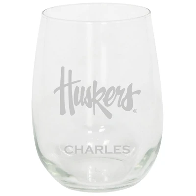 Nebraska Huskers 15oz. Personalized Stemless Etched Glass Tumbler