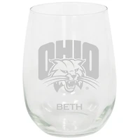 Ohio Bobcats 15oz. Personalized Stemless Etched Glass Tumbler