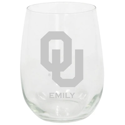 Oklahoma Sooners 15oz. Personalized Stemless Etched Glass Tumbler