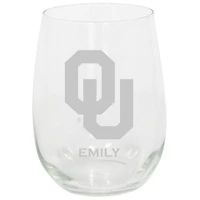 Oklahoma Sooners 15oz. Personalized Stemless Etched Glass Tumbler