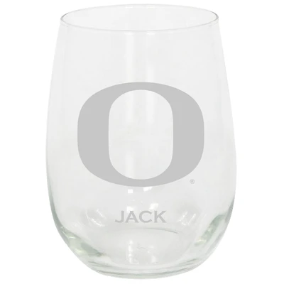 Oregon Ducks 15oz. Personalized Stemless Etched Glass Tumbler
