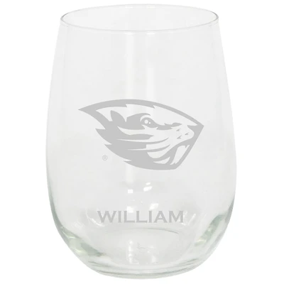 Oregon State Beavers 15oz. Personalized Stemless Etched Glass Tumbler