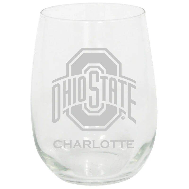 Ohio State Buckeyes 15oz. Personalized Stemless Etched Glass Tumbler
