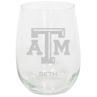 Texas A&M Aggies 15oz. Personalized Stemless Etched Glass Tumbler