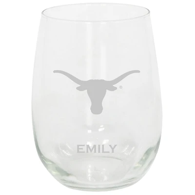 Texas Longhorns 15oz. Personalized Stemless Etched Glass Tumbler