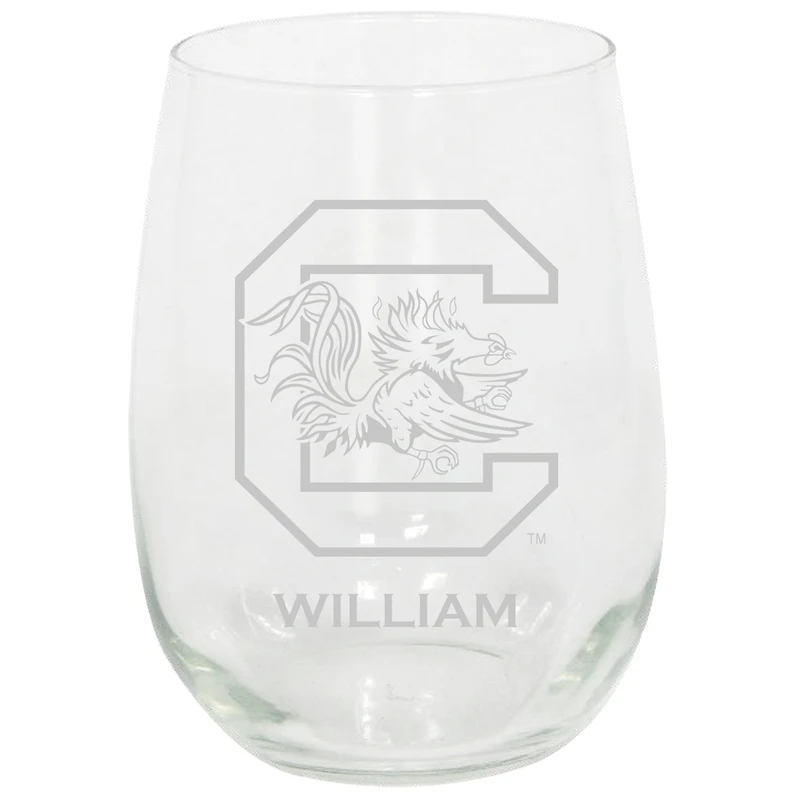 South Carolina Gamecocks 15oz. Personalized Stemless Etched Glass Tumbler