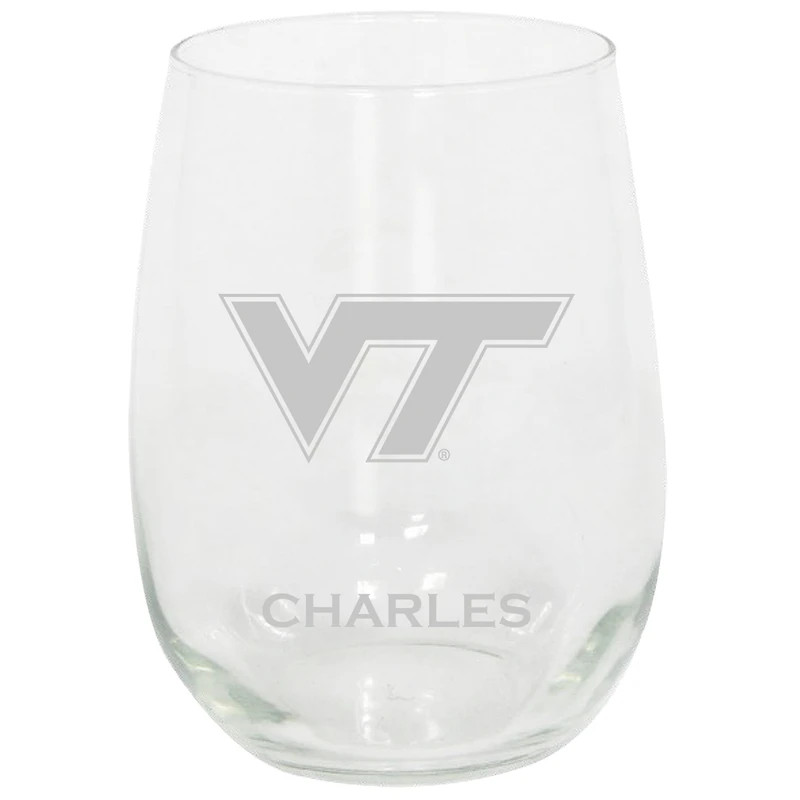 Virginia Tech Hokies 15oz. Personalized Stemless Etched Glass Tumbler