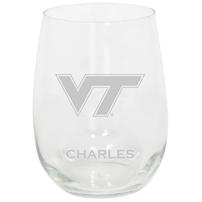 Virginia Tech Hokies 15oz. Personalized Stemless Etched Glass Tumbler
