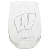 Wisconsin Badgers 15oz. Personalized Stemless Etched Glass Tumbler