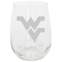 West Virginia Mountaineers 15oz. Personalized Stemless Etched Glass Tumbler