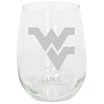 West Virginia Mountaineers 15oz. Personalized Stemless Etched Glass Tumbler
