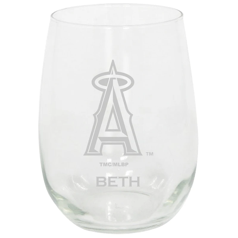 Los Angeles Angels 15oz. Personalized Stemless Etched Glass Tumbler