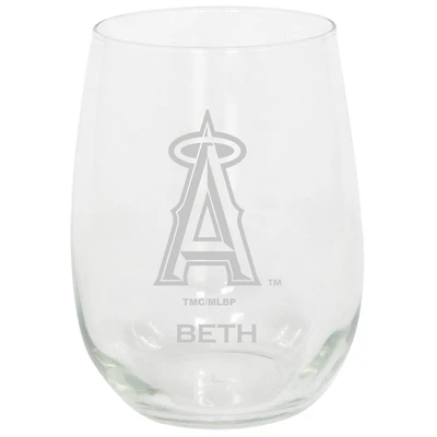 Los Angeles Angels 15oz. Personalized Stemless Etched Glass Tumbler