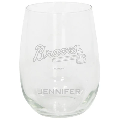Atlanta Braves 15oz. Personalized Stemless Etched Glass Tumbler
