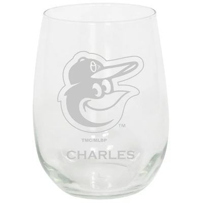 Baltimore Orioles 15oz. Personalized Stemless Etched Glass Tumbler