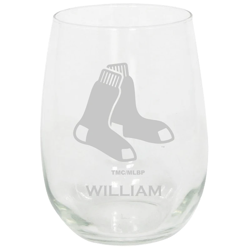 Boston Red Sox 15oz. Personalized Stemless Etched Glass Tumbler