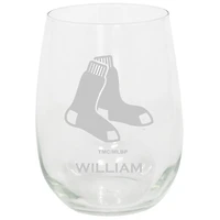 Boston Red Sox 15oz. Personalized Stemless Etched Glass Tumbler
