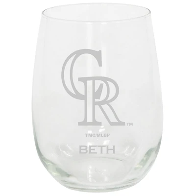 Colorado Rockies 15oz. Personalized Stemless Etched Glass Tumbler