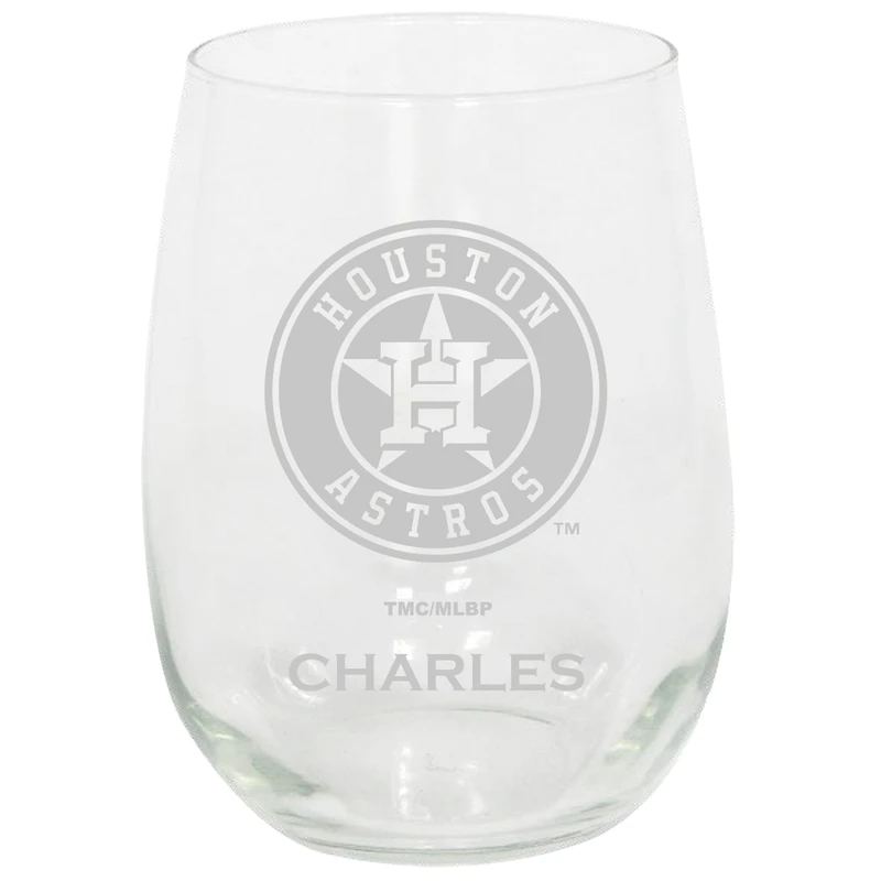 Houston Astros 15oz. Personalized Stemless Etched Glass Tumbler