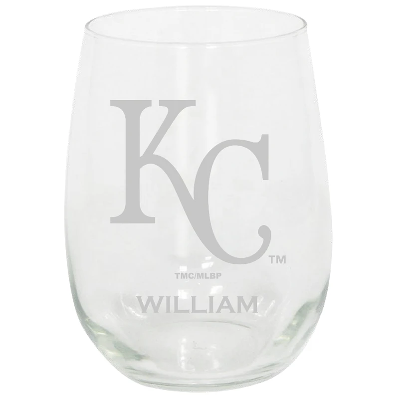 Kansas City Royals 15oz. Personalized Stemless Etched Glass Tumbler