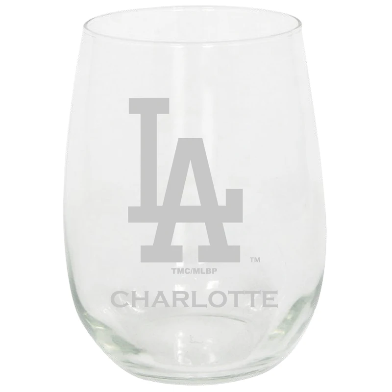 Los Angeles Dodgers 15oz. Personalized Stemless Etched Glass Tumbler