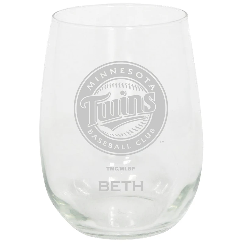 Minnesota Twins 15oz. Personalized Stemless Etched Glass Tumbler