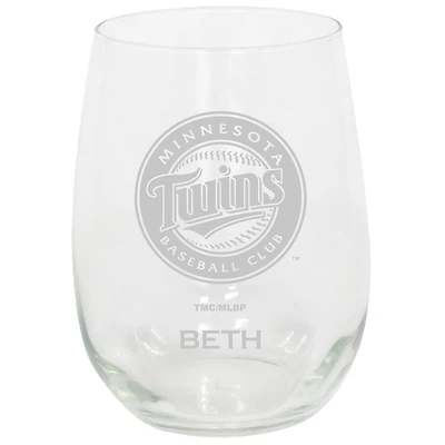 Minnesota Twins 15oz. Personalized Stemless Etched Glass Tumbler