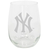 New York Yankees 15oz. Personalized Stemless Etched Glass Tumbler