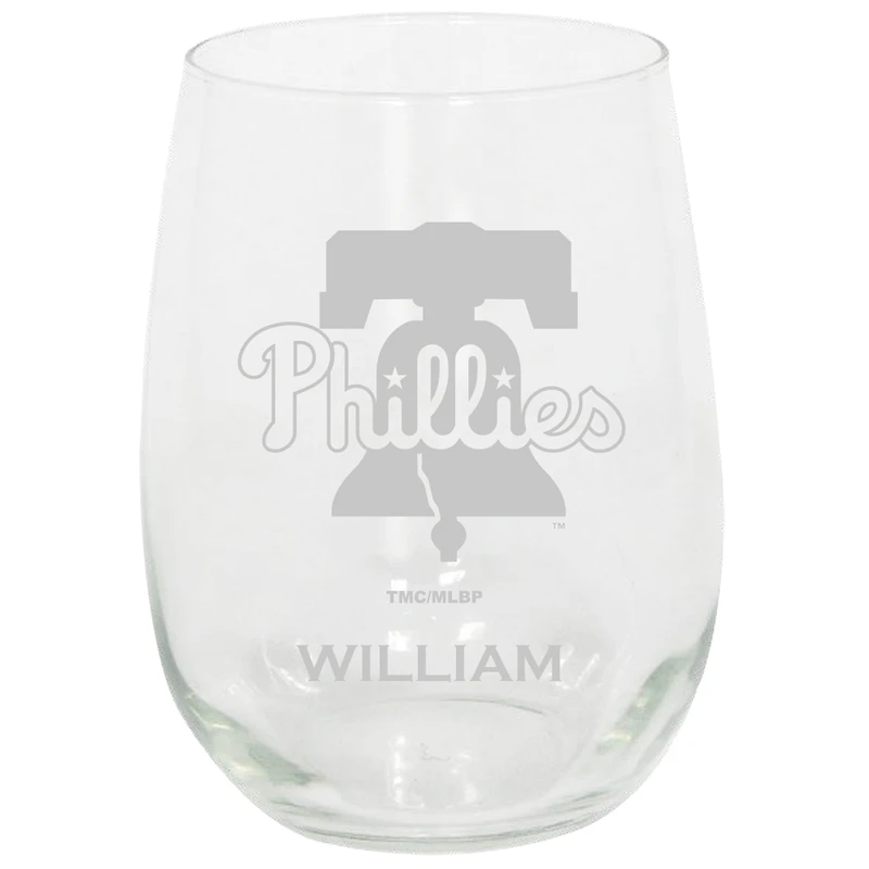 Philadelphia Phillies 15oz. Personalized Stemless Etched Glass Tumbler