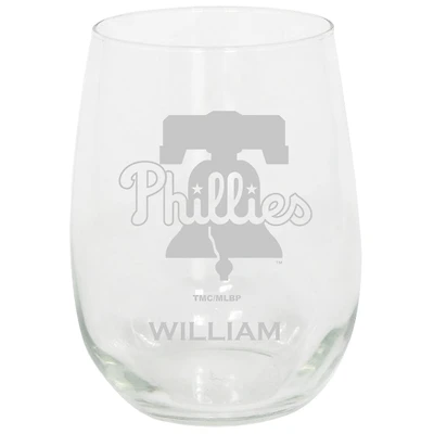 Philadelphia Phillies 15oz. Personalized Stemless Etched Glass Tumbler